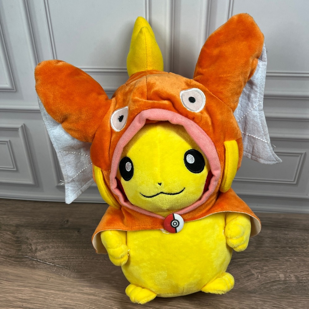 Pokemon Center Pikachu Magikarp Costume Plush 8.5in Yellow Orange 2015 E0815